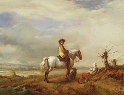 Mann auf einem Pferd mit einer Frau und einem Kind von Philips Wouwerman